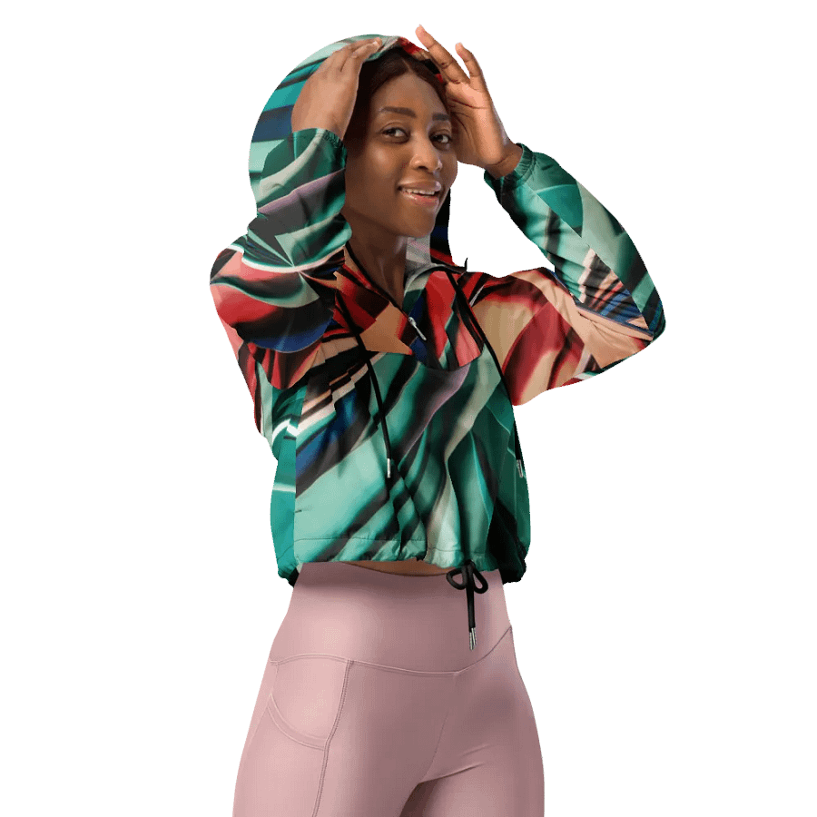 TDS Music Women's Cropped Windbreaker - Vibrant Abstract Design, Lightweight & Water-Resistant | XS–2XL product image (11)