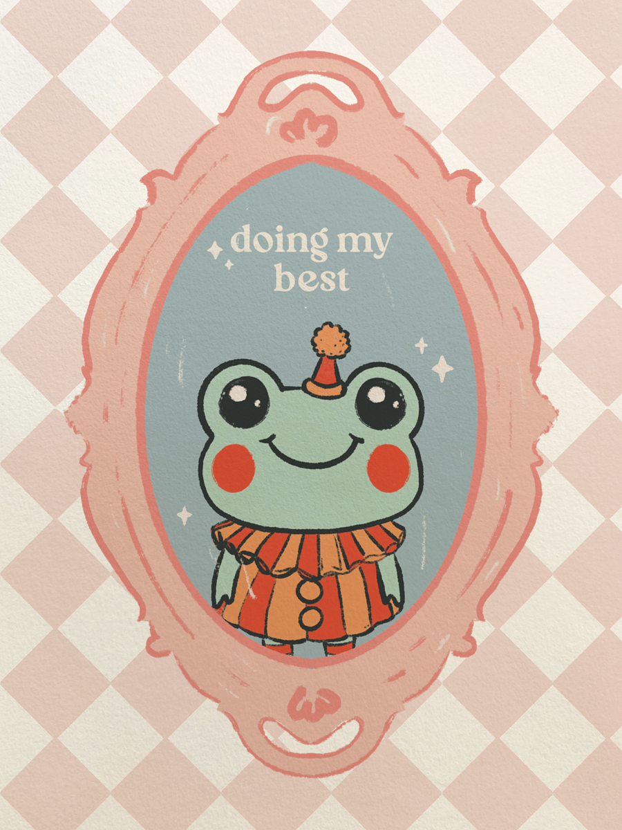 'Doing My Best' Clown Frog 5x7 Print product image (2)