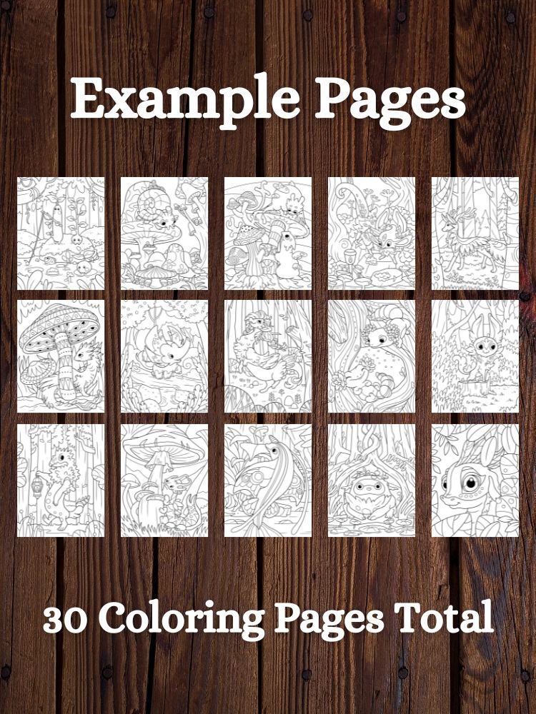 Fantasy Forest Creatures Printable Coloring Pages for Kids product image (3)