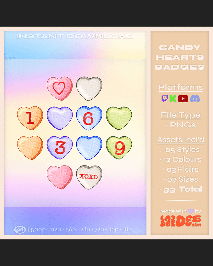Candy Heart Badges product image (1)