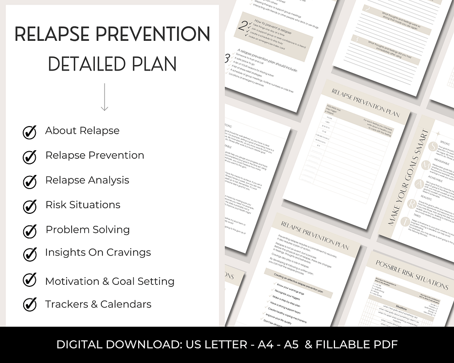 Relapse Prevention Plan Workbook for Addiction Recovery: Self-Help Tools & Therapist Resources product image (2)