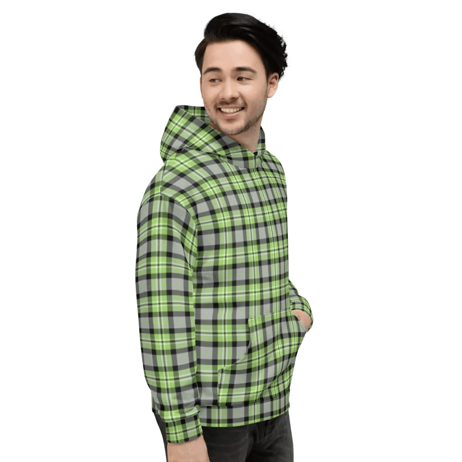 Light Green and Gray Plaid Hoodie product image (5)