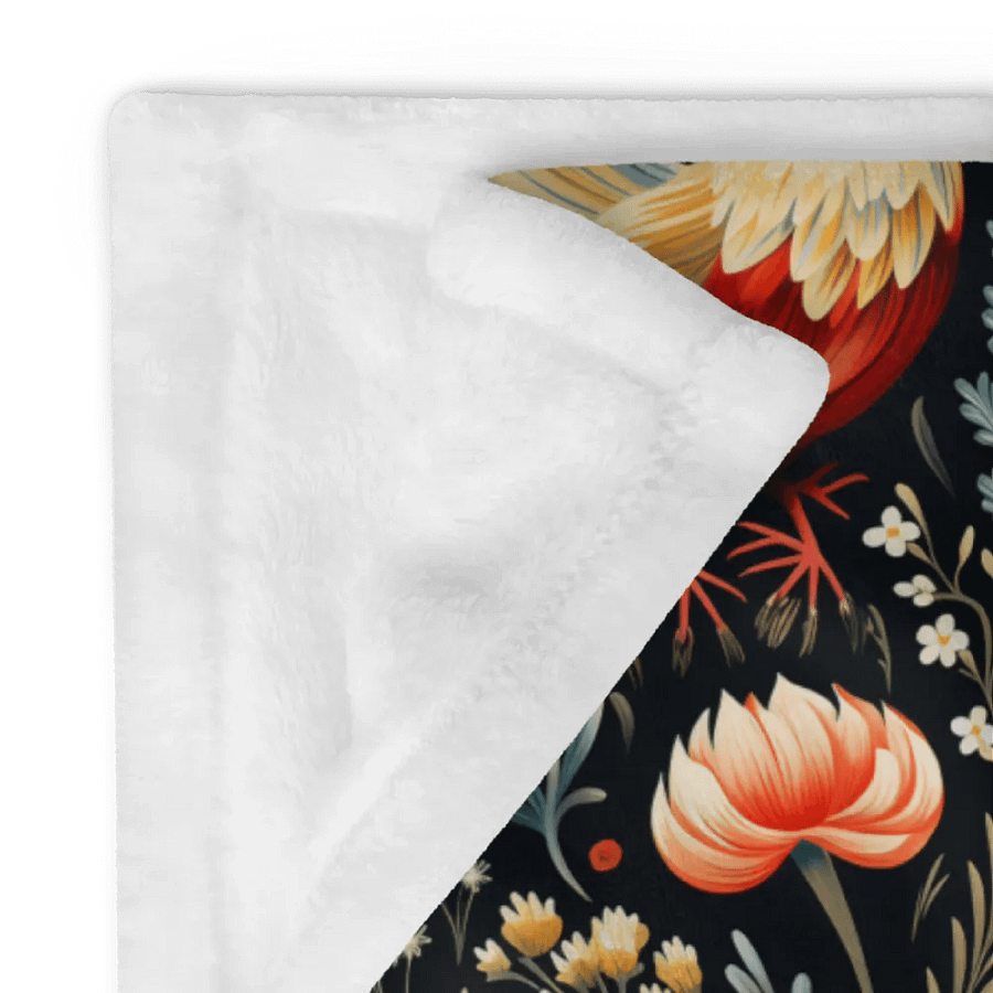 Floral Rooster Blanket - Blue & Red product image (7)