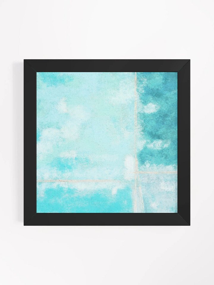Vibrant abstract print minimalist light blue, teal, turquoise, aqua and white trendy aesthetic wall art product image (2)