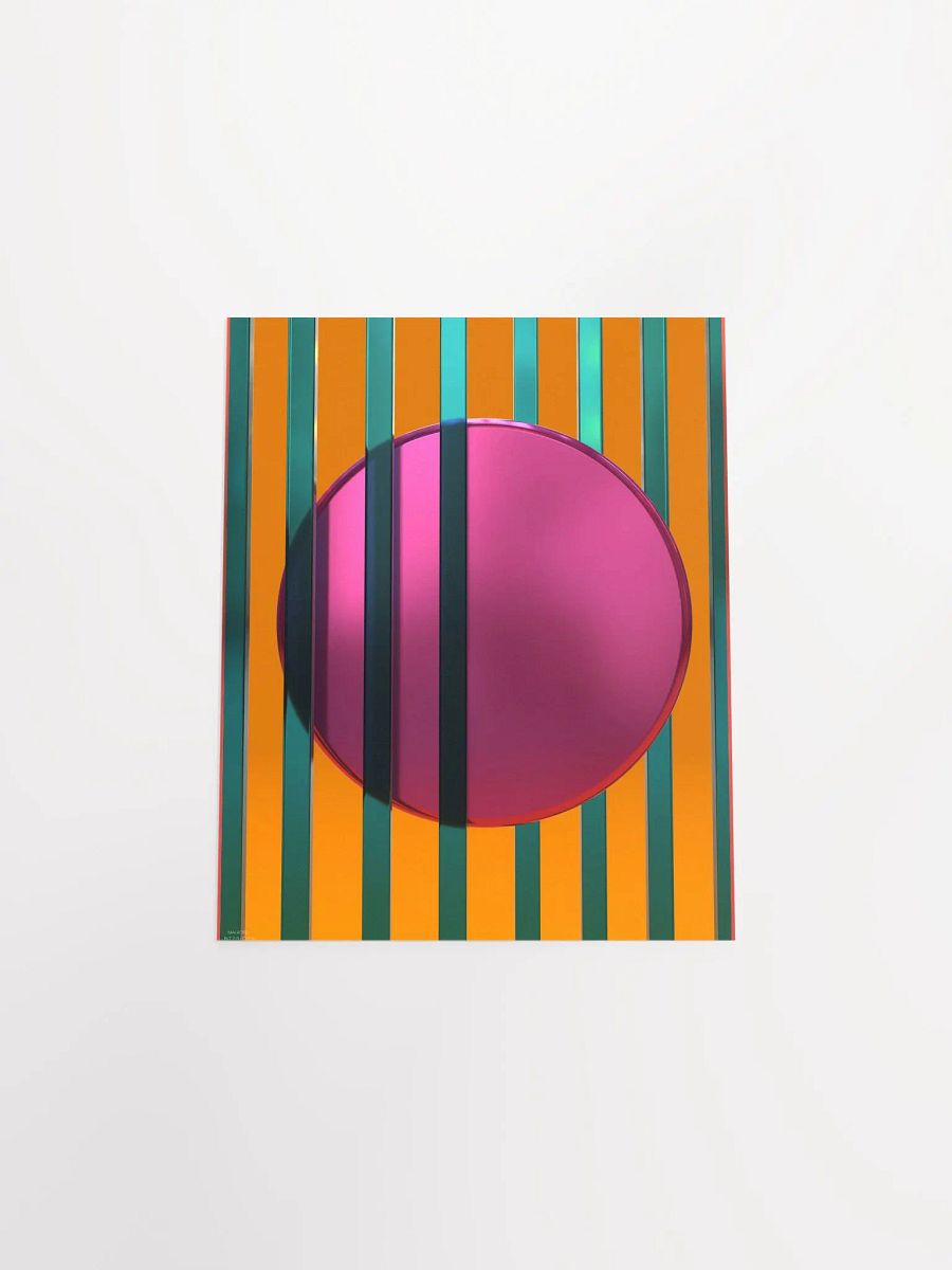 Minimalist 3D Digital Art | Teal Lines Plum Circle on Orange Background product image (4)