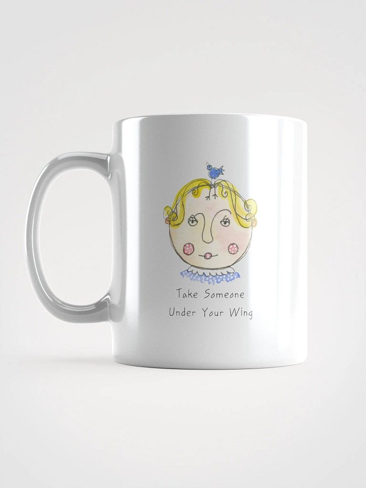 Whimsical Take Someone Under Your Wing Faces White Glossy Mug product image (1)