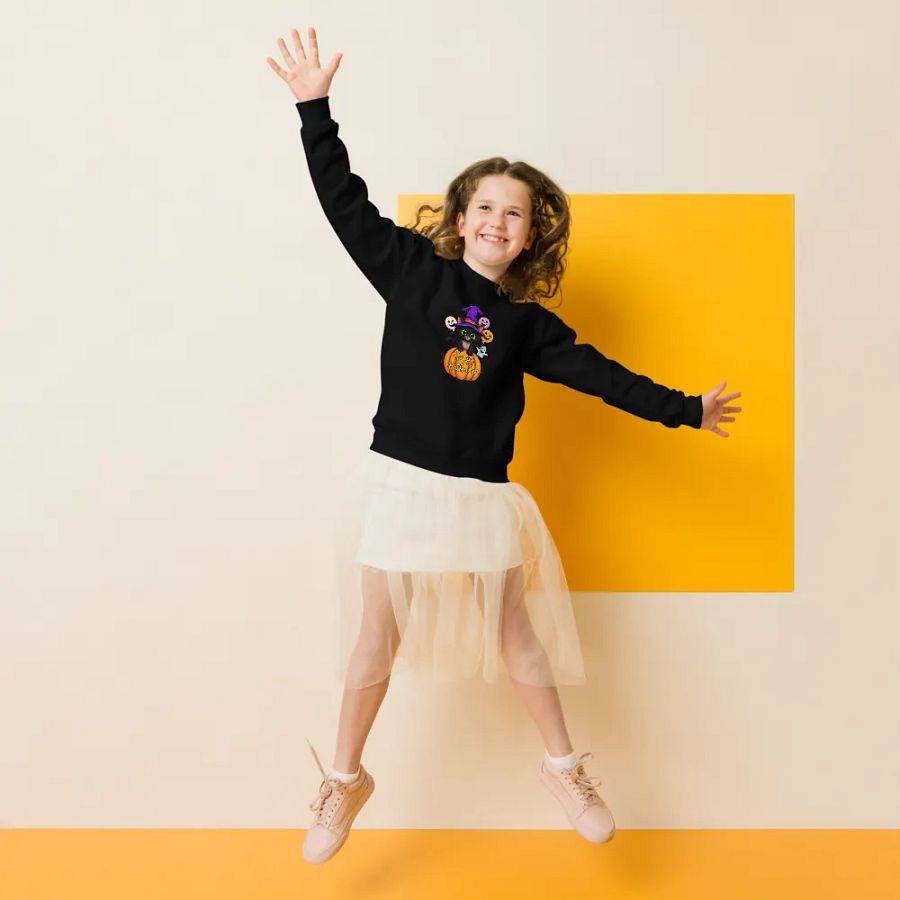 Witchy Sitting Pumpkin Cat Youth Sweatshirt product image (7)