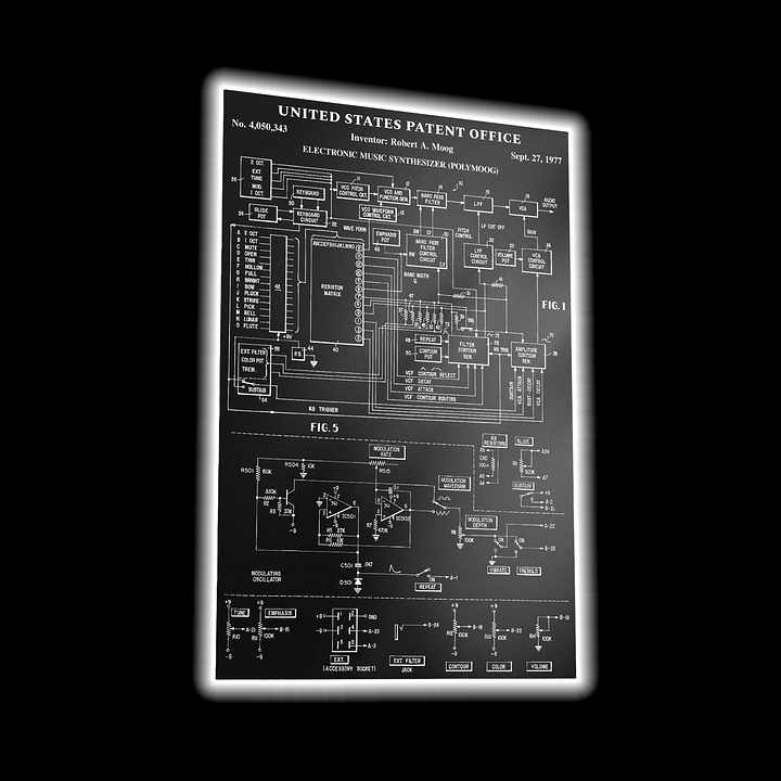 Polymoog Wall Art Poster - Moog Synth Patent 1977 (Vintage Analog Synthesizer) product image (1)