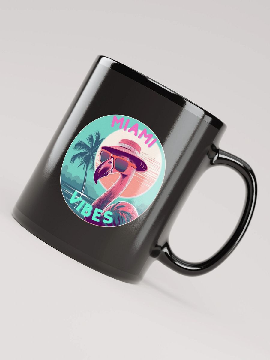 Miami Vibes Flamingo Black Glossy Mug product image (7)