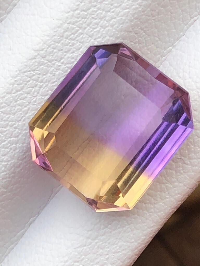 BI COLOR AMETRINE GEMS FOR PENDANT YELLOW/PURPLE COLOR EMERALD CUT, 7.90 CARAT product image (6)
