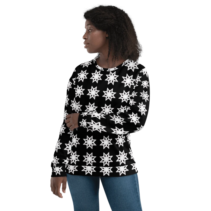 Abstract White Repeating Stars Unisex All Over Print Sweatshirt product image (15)