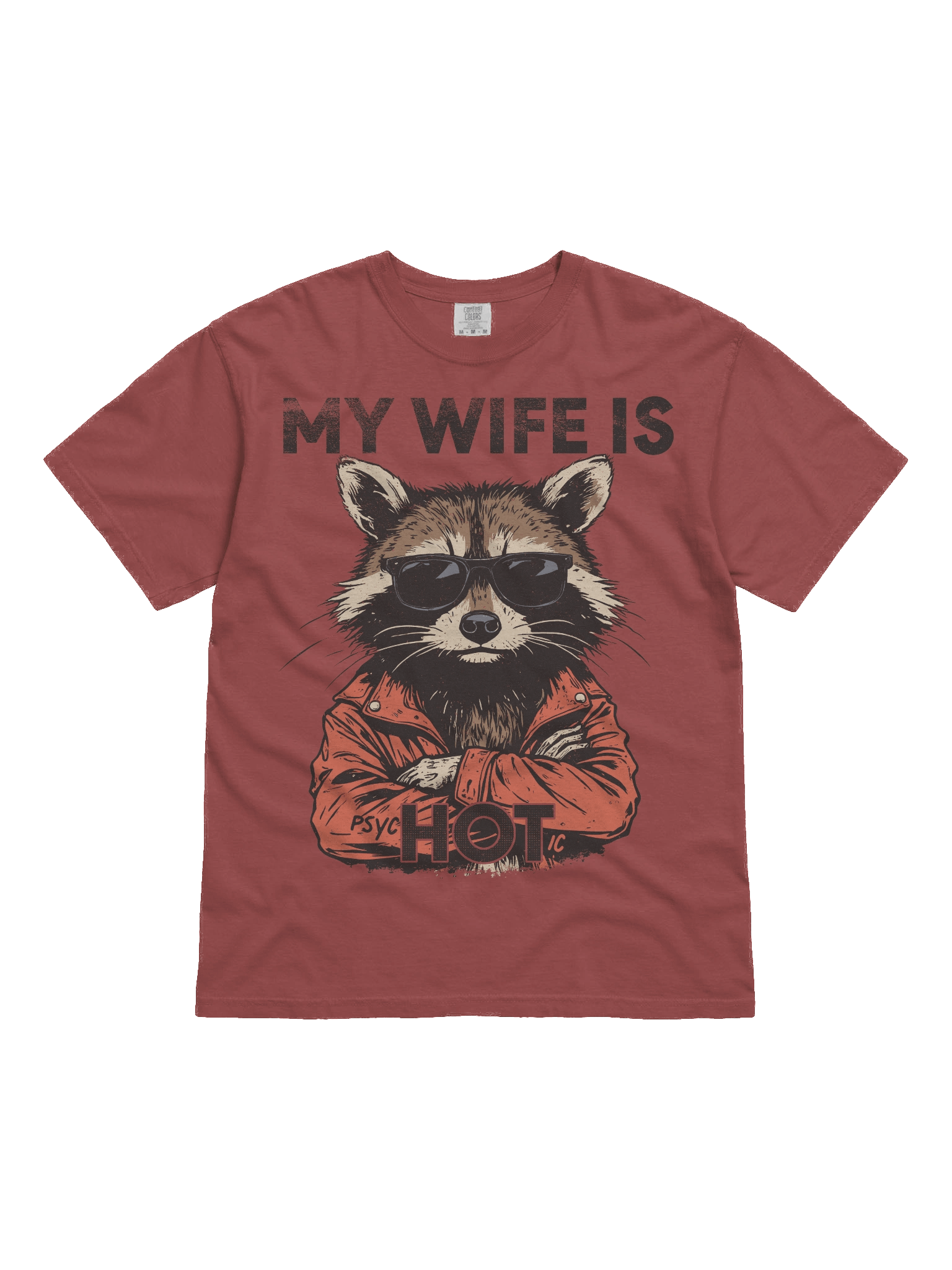 The "My Wife is Hot" Raccoon Heavy Weight T-shirt product image (2)