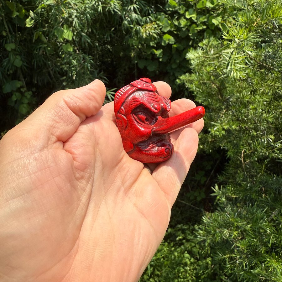 🎎 Iron Tengu Paperweight (Bunchin) – Red Cast Iron Desk Ornament – Japan Antique Roadshow product image (6)