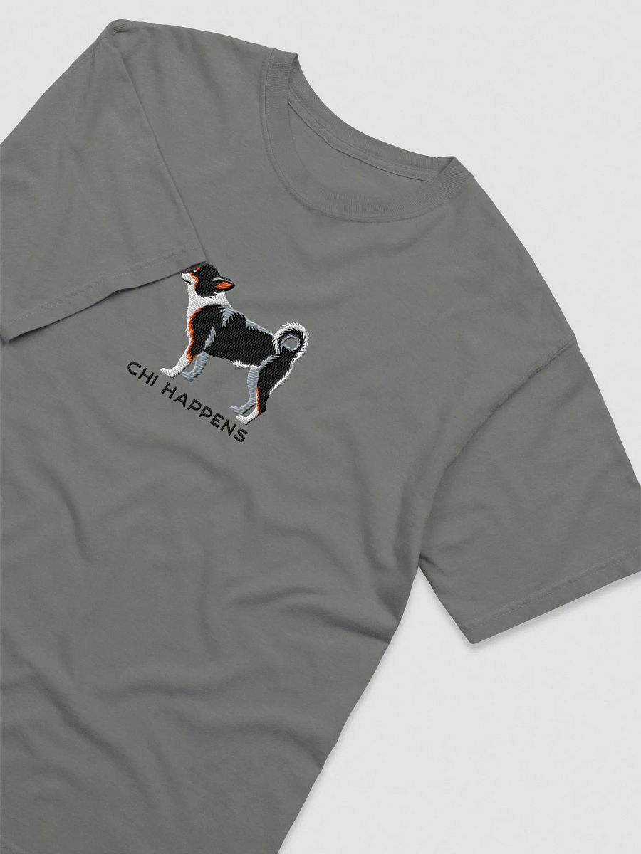Chi Happens T-Shirt(Embroidered) of a Chihuahua(Tricolor) product image (15)