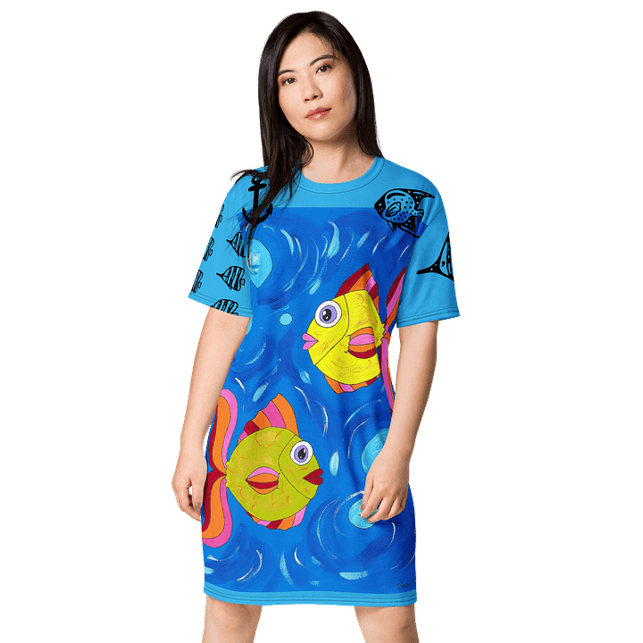 Fish style (art by Dina R.) acrylic painting picture - T-Shirt Dress product image (1)
