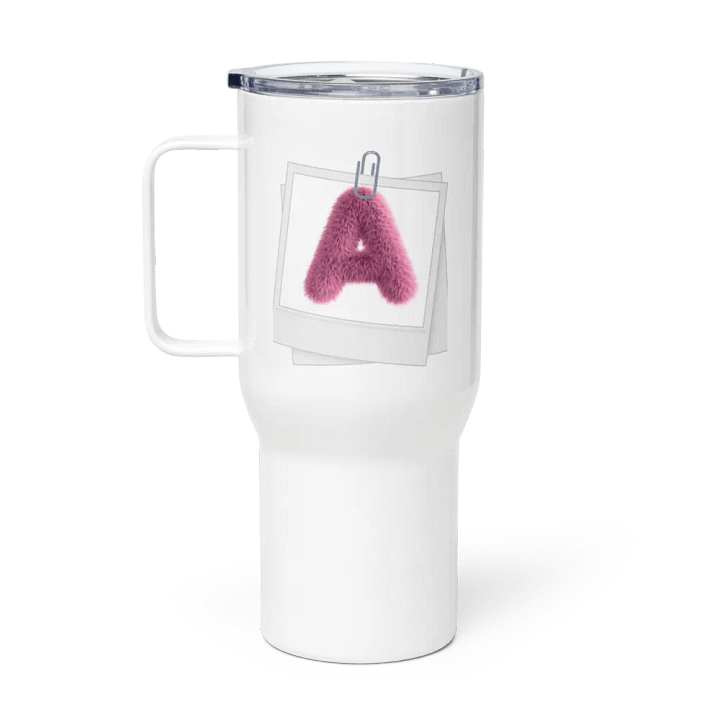 Fluffy Pink Fur Letter A Travel Mug product image (1)