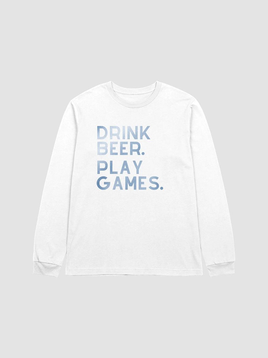 Drink Beer. Play Games. Long Sleeve Tshirt (Blue) product image (1)