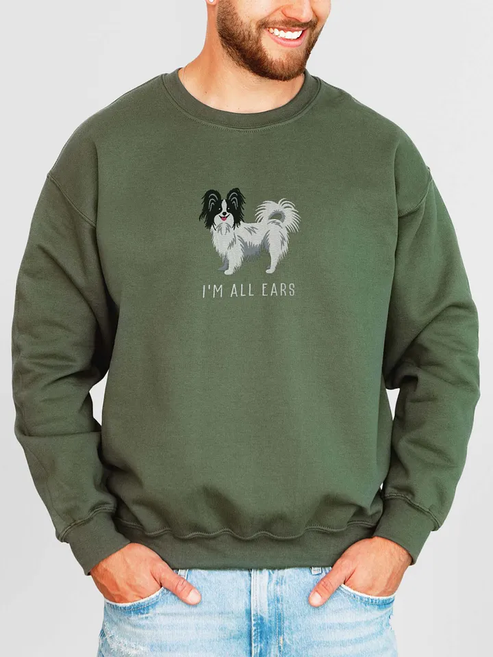 I'm All Ears Sweatshirt (Embroidered) of a Papillon(Black & White) product image (2)