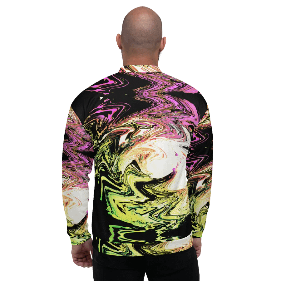 Abstract Neon Daisy Swirl Unisex All Over Print Bomber Jacket product image (10)