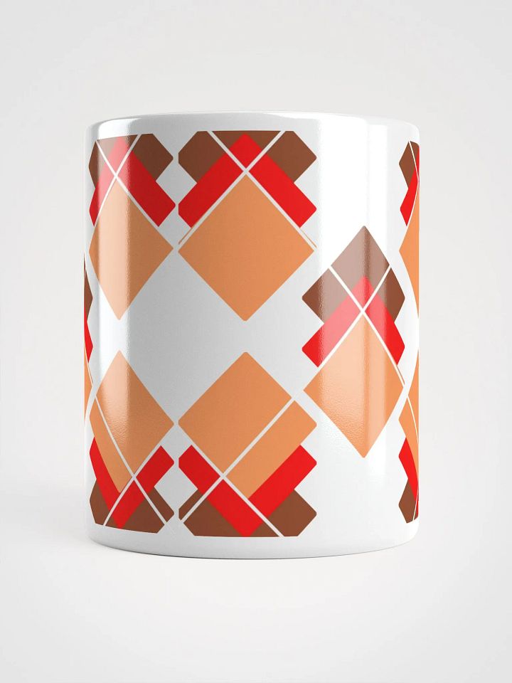 Brown, Red And Orange Overlapping Diamonds White Mug product image (3)