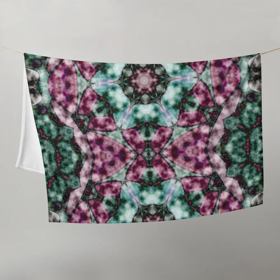 Bohemian 6 Pointed Madala Teal and Pink/ Throw Blanket by Allcolor product image (4)