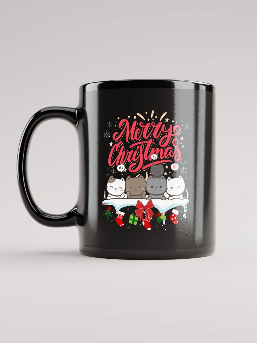 Merry Christmas Cats Black Glossy Mug product image (11)