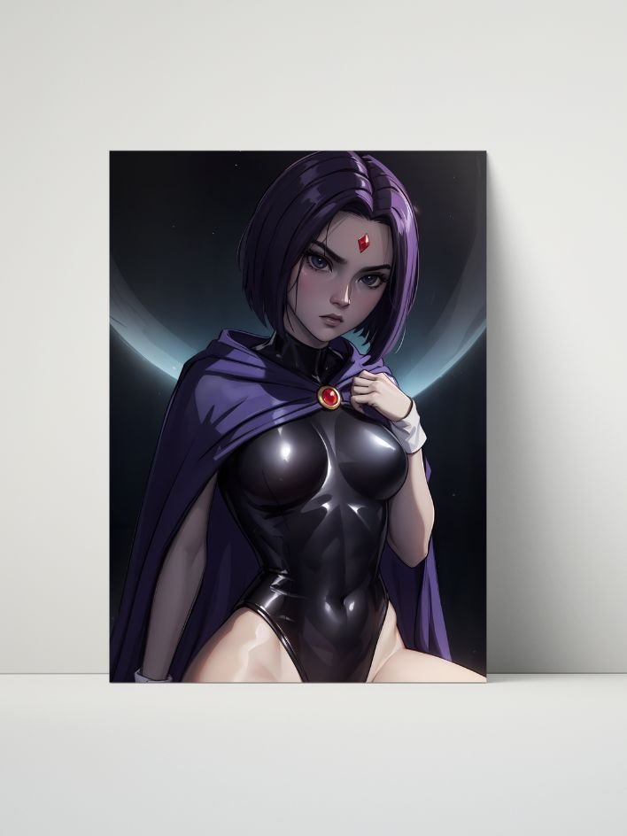 Teen Titans Raven Black Latex Cloak Gem – Glossy 8x10 Metal Print product image (1)