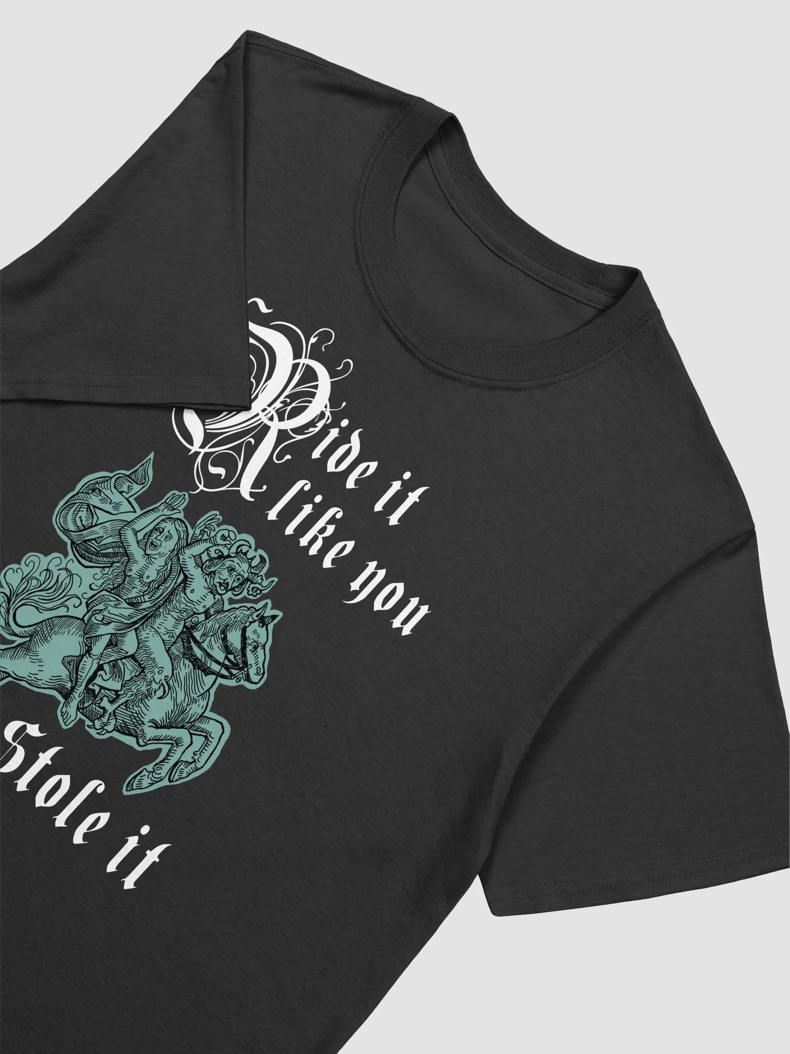 Devil on a horse weird medieval style t shirt product image (25)