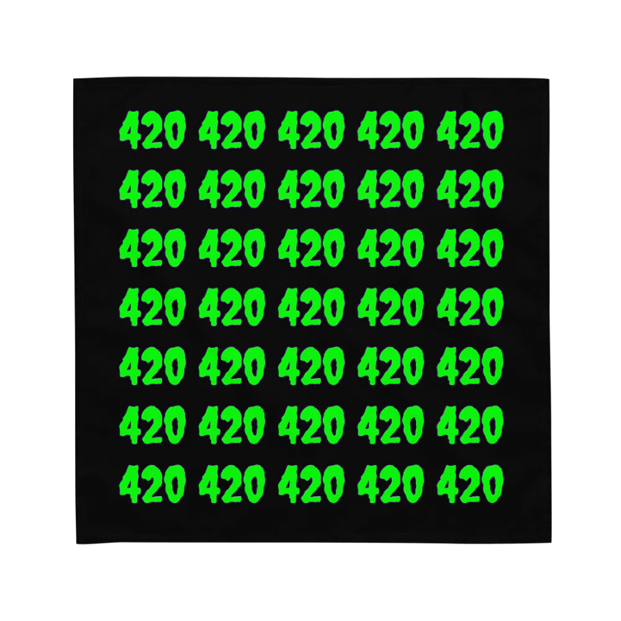 Creepy 420 Neon Green Black Bandana, Twisted Stoner Weed Fashion Accessory product image (1)