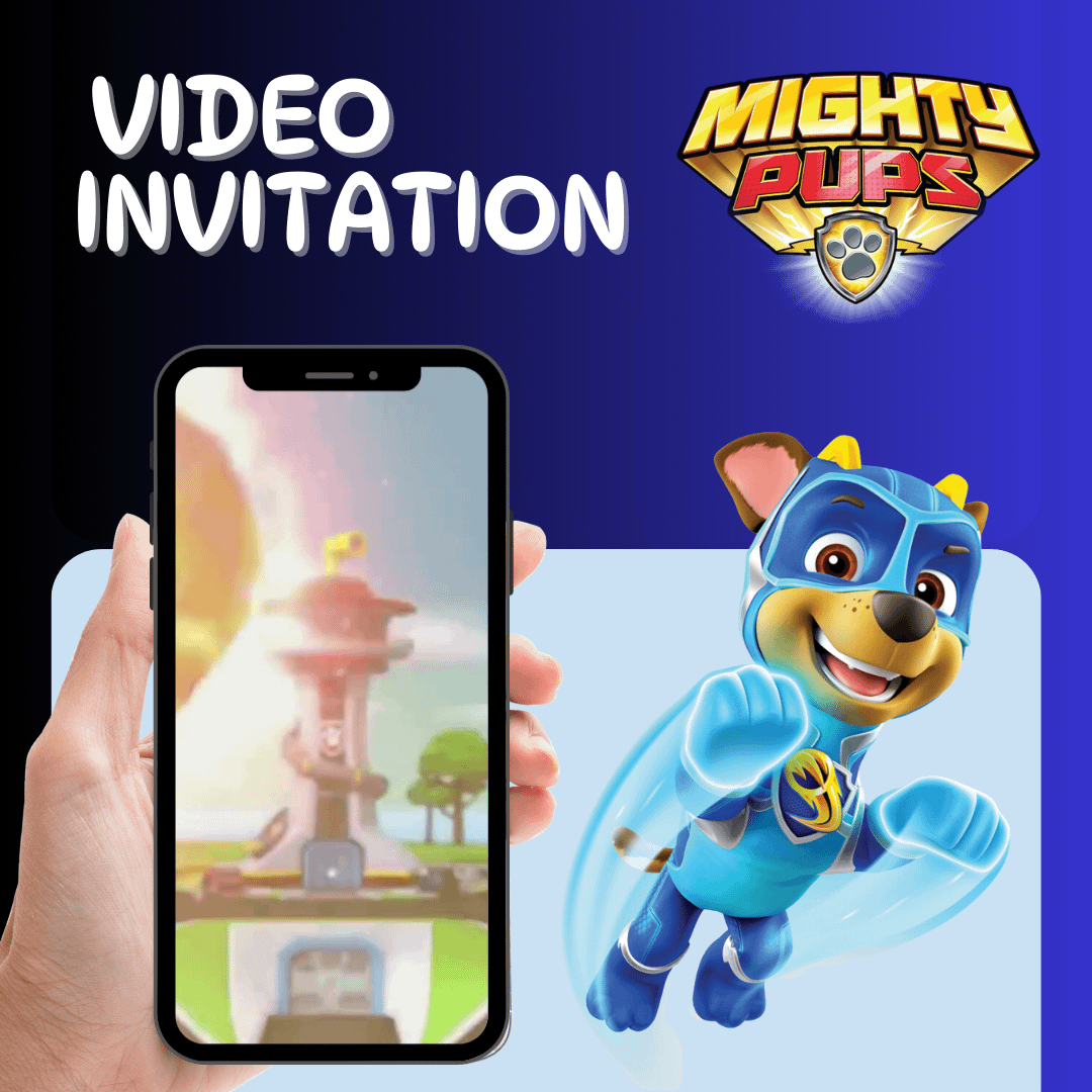 Editable video Paw Patrol The Mighty Movie - Birthday Invitation English - Canva - Superheroe product image (1)