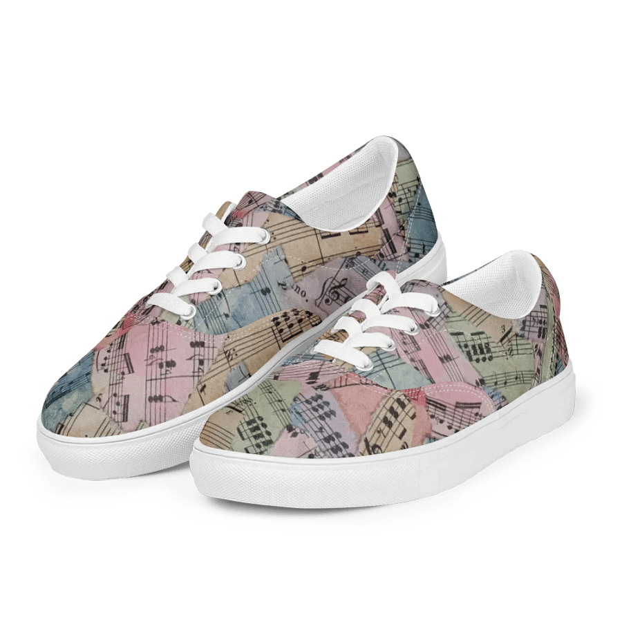 Colorful Sheet Music Collage Women's Lace-Up Canvas Shoes product image (5)