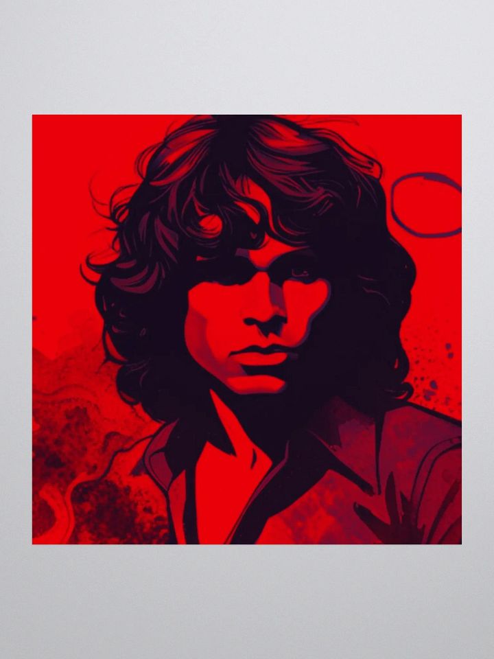Jim Morrison Dark Red Portrait Sticker | The Doors | Retro Digital Art | The American Poet product image (2)