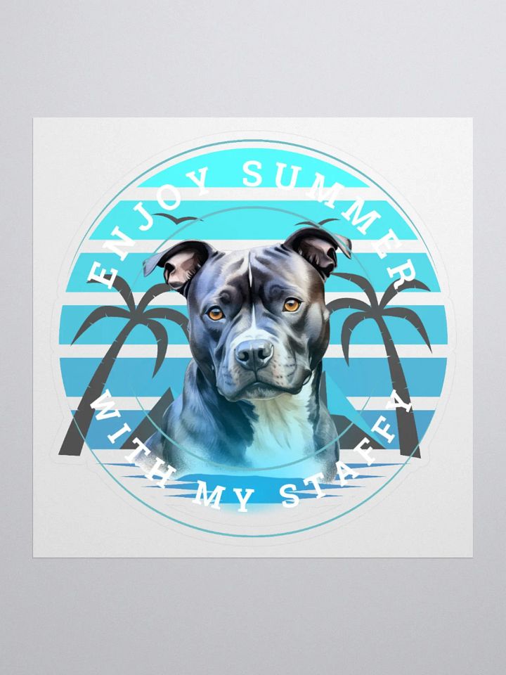 Enjoy Summer With My Staffy Kiss Cut Sticker product image (1)
