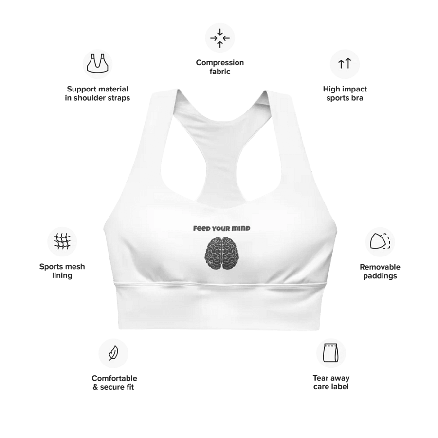 All-Over Print Longline Sports Bra - Feed Your Mind product image (11)