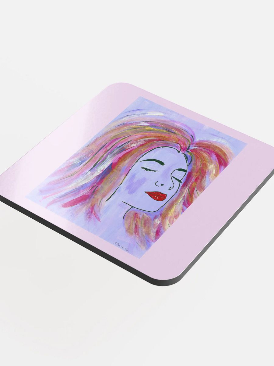 Dreaming girl - (art by Dina R.) - acrylic painting picture - Glossed Cork Coaster product image (4)