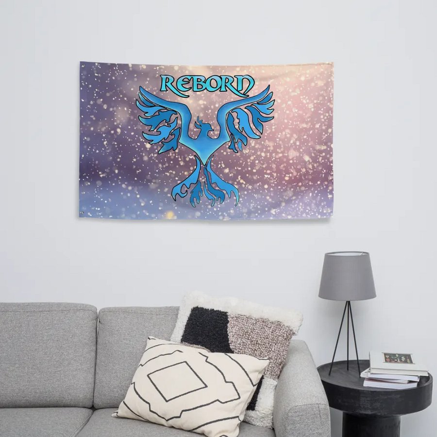 Ice Phoenix Rebirth Cosmic Flag product image (8)