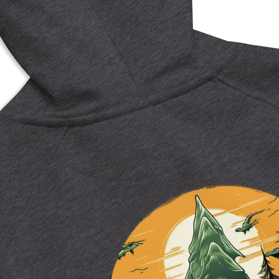 Unisex Eco Raglan Hoodie 🌲 Skeleton head with a guitar in a spruce forest product image (7)