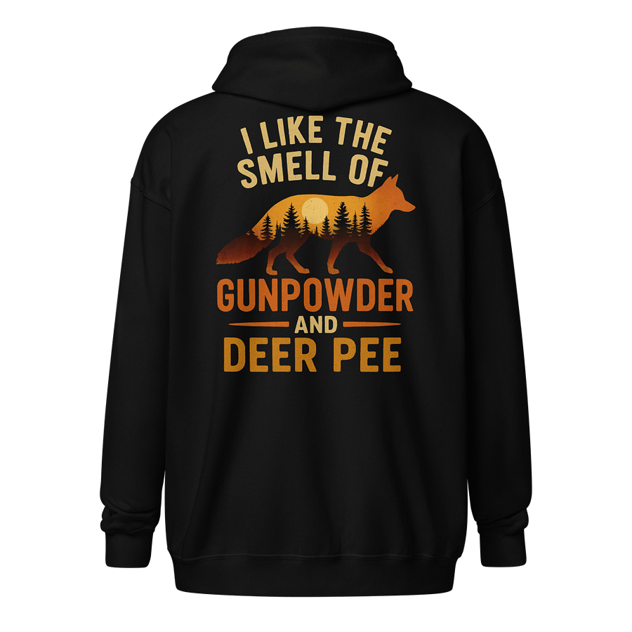 I Like the Smell of Gunpowder and Deer Pee Zip Hoodie | Funny Vintage Hunting Hoodie product image (1)