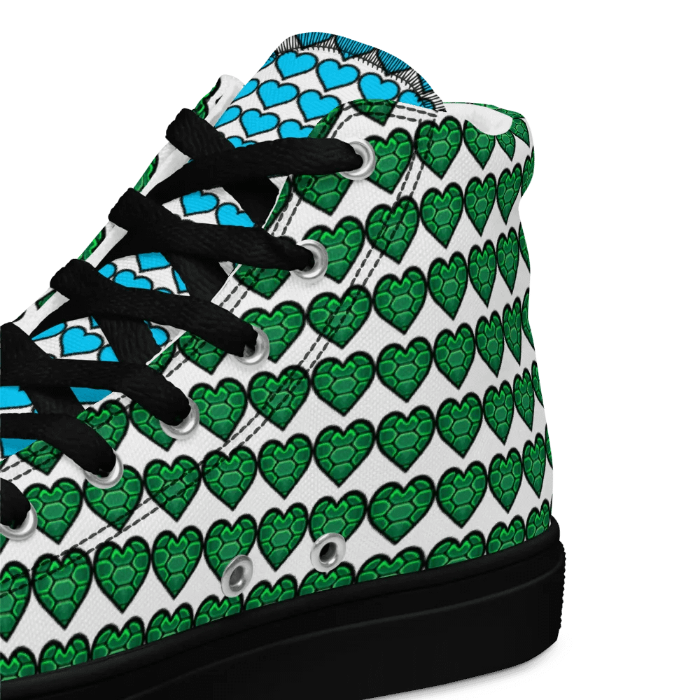 Ninja Teal Heart Women's High Top Canvas Shoes product image (5)