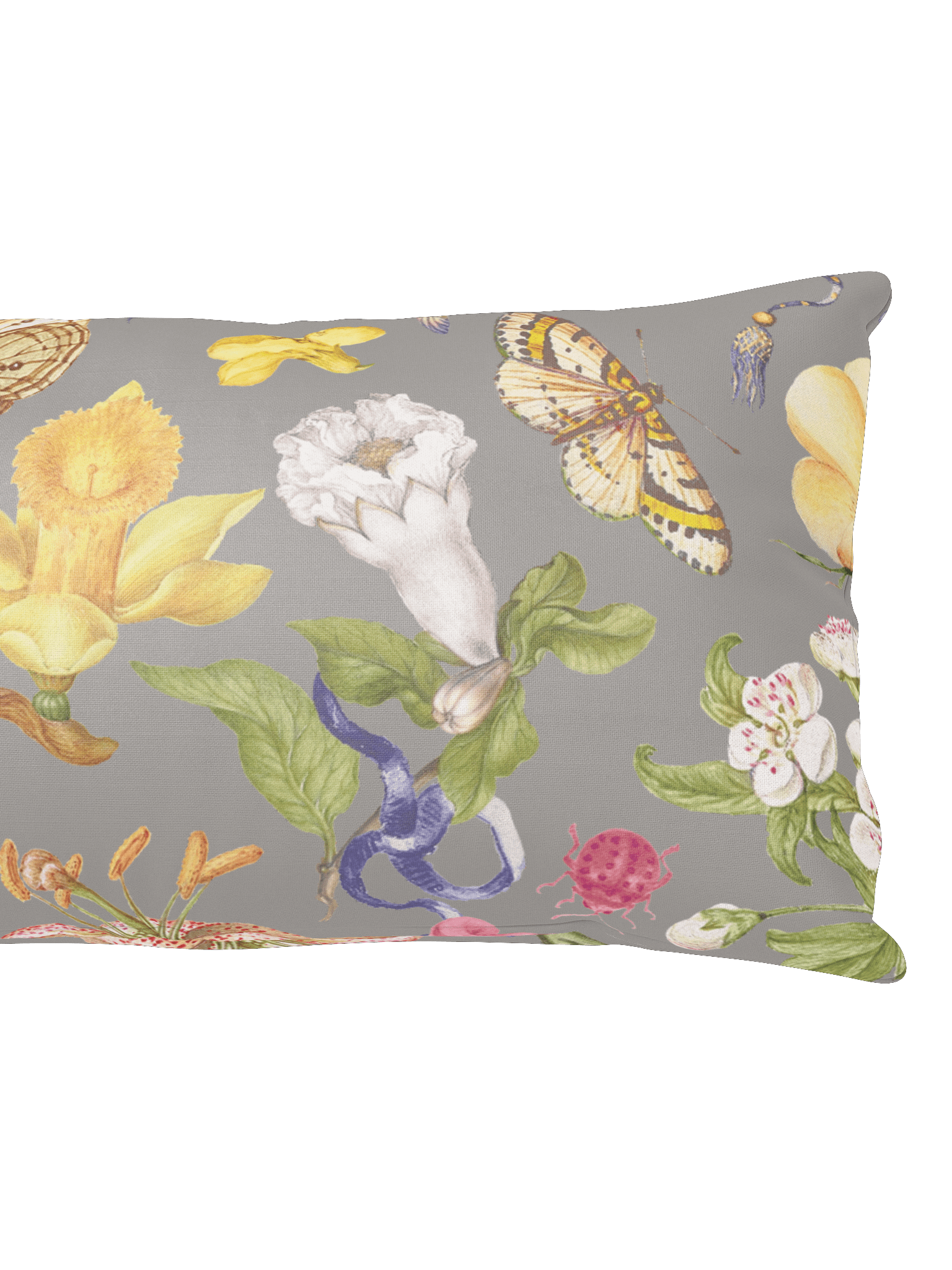Vintage-Inspired Floral & Butterfly All-Over Print Pillow – Gray product image (6)