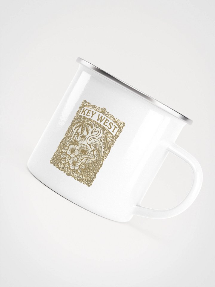 Key West Florida Enamel Mug with Flamingo and Hibiscus product image (1)