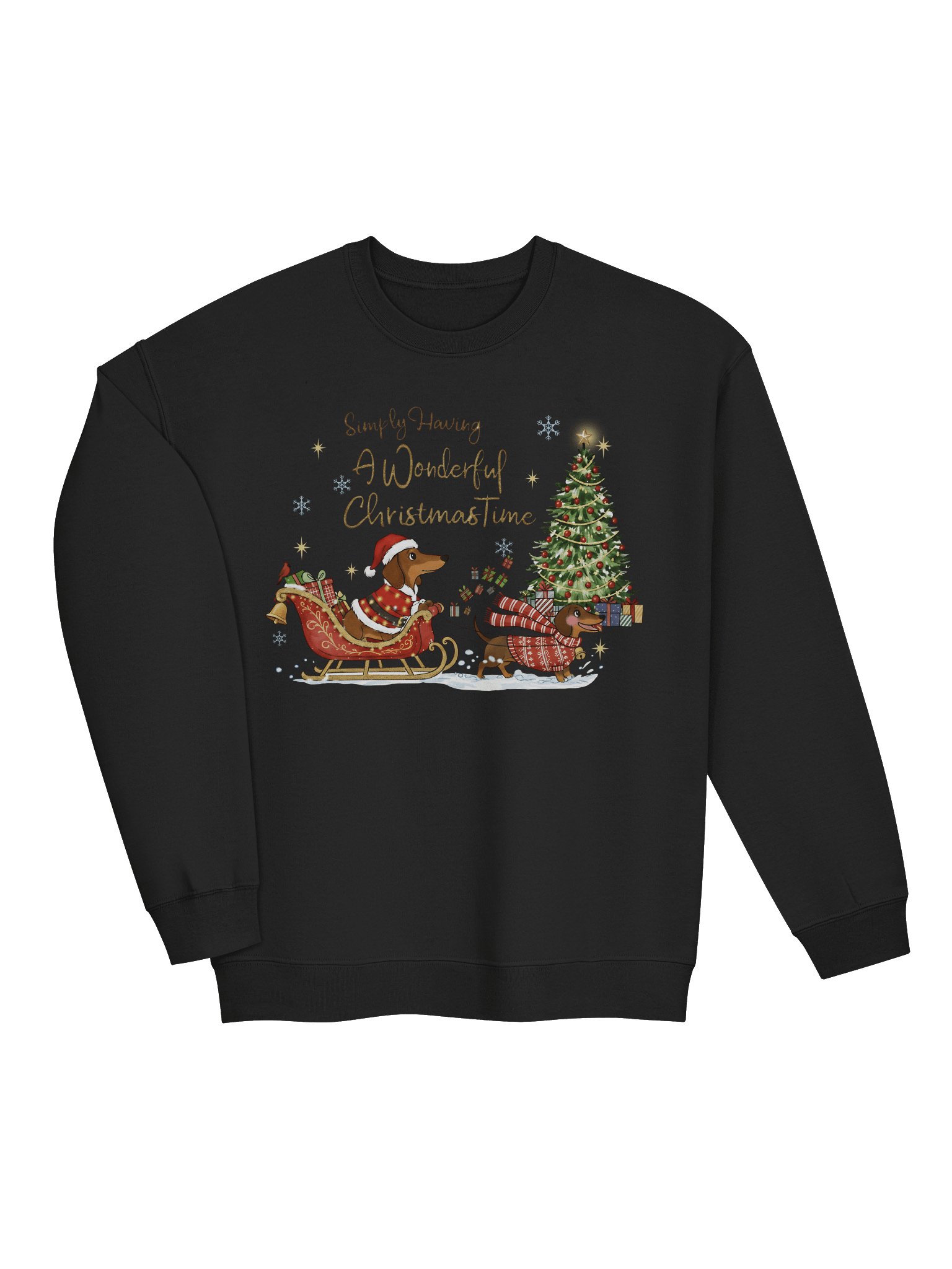 Simply Having A Wonderful Christmastime Dachshund Sweatshirt – Cute Holiday Sleigh Dog Design product image (2)