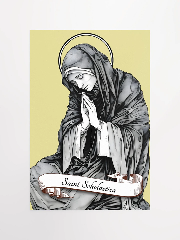 Saint Scholastica Patron Saint of Benedictine and Religious Sisters, Cloistered Nuns, Education, Convulsive Children, Book Lovers, Matte Poster product image (2)