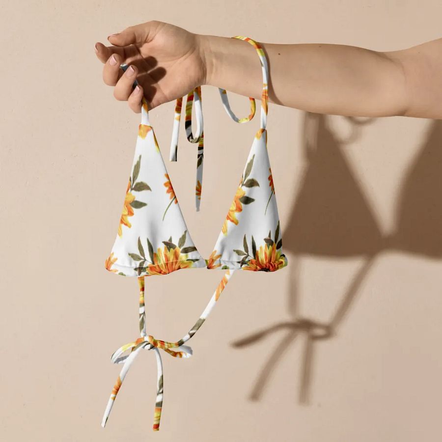 Watercolour Floral Pattern String Bikini Top - v6 product image (5)