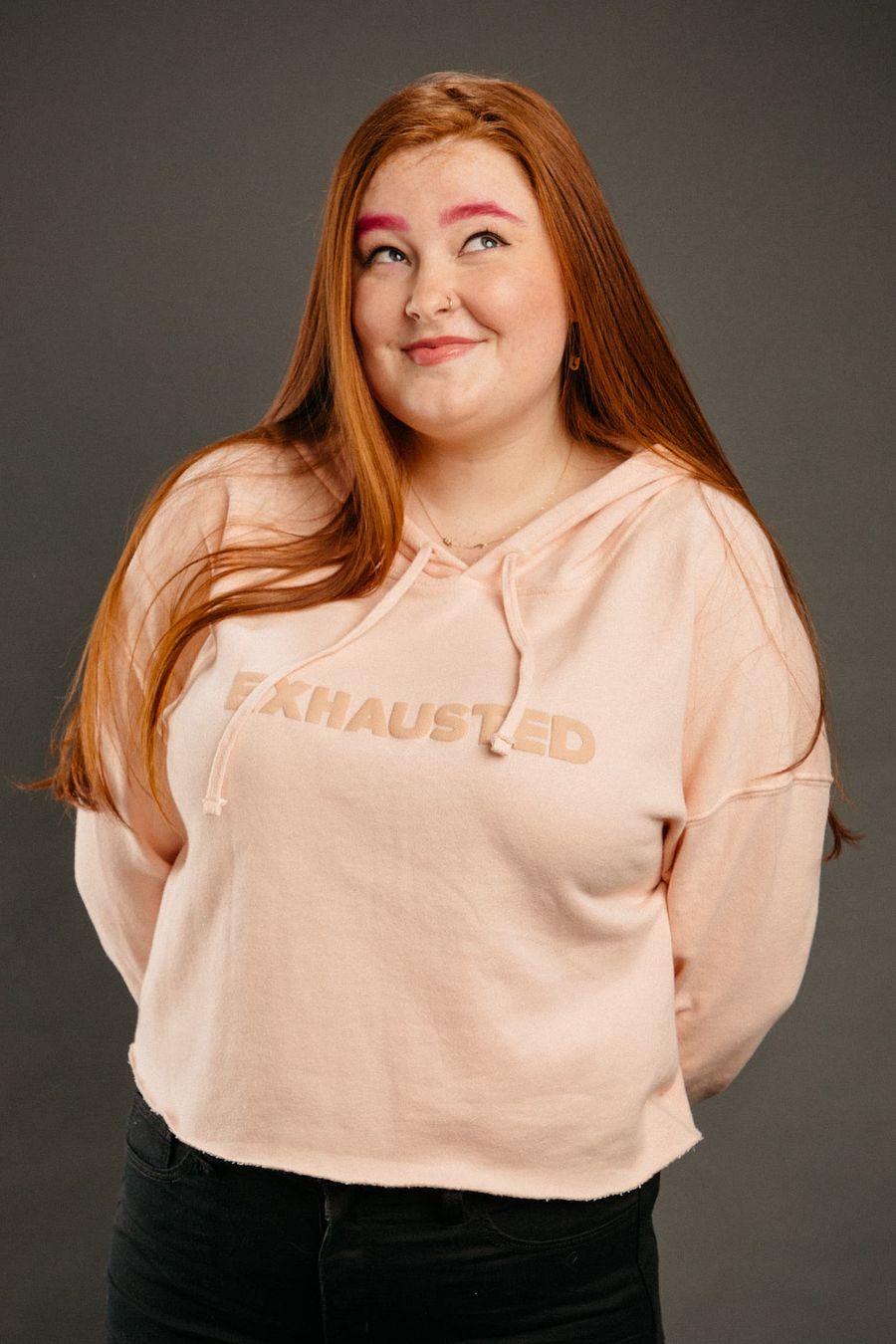 EXHAUSTED CROPPED HOODIE - BLUSH product image (4)