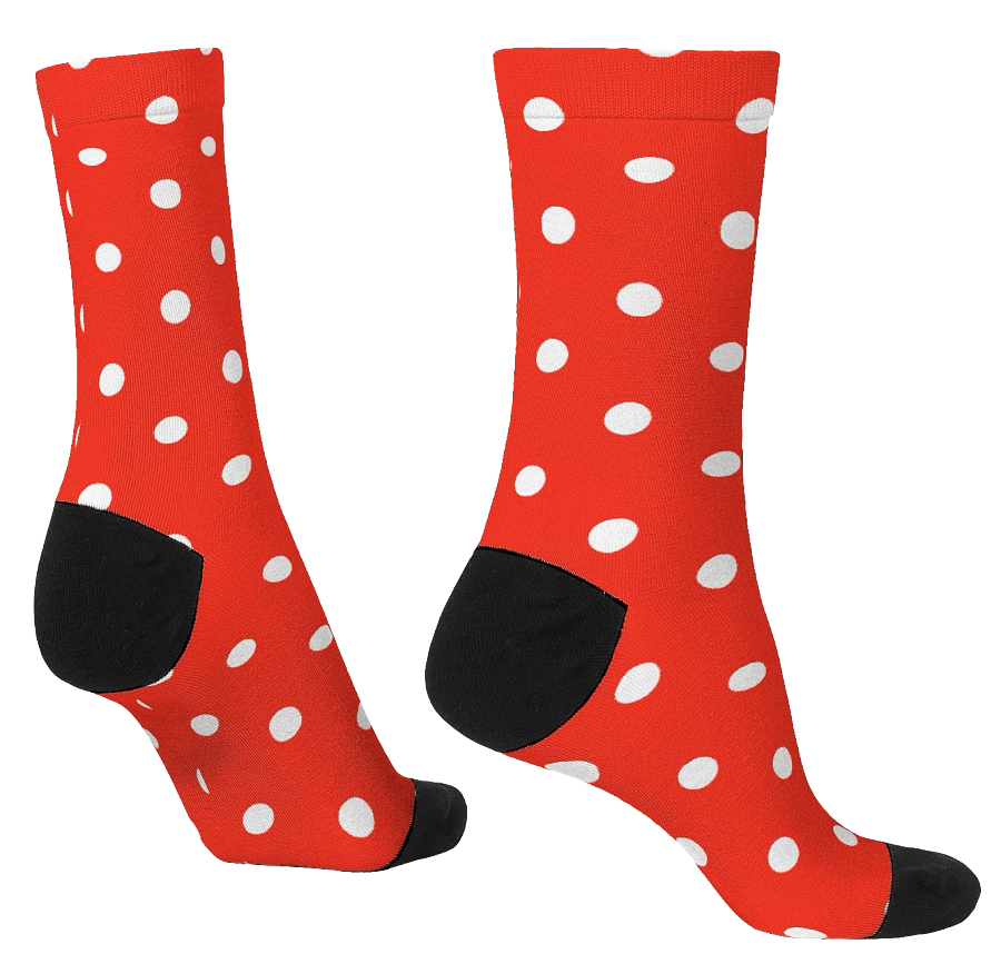 White Polka Dots on Red Premium Crew Socks product image (4)