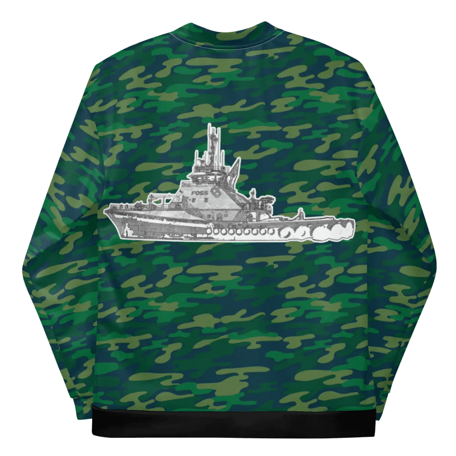 Foss Tugboat Sketch Teal Camouflage Bomber Jacket product image (11)