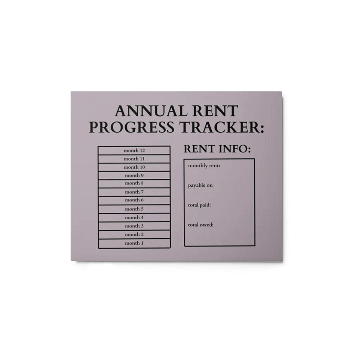 HIGHFALUTIN ANNUAL RENT TRACKER (black design 13) product image (1)