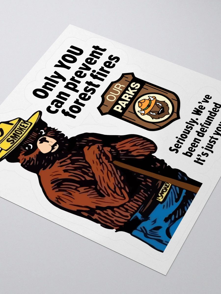 We've been DEFUNDED! Smokey Our Parks Bear Sticker 3 SIZES! Alt National Parks Kiss Cut Vinyl product image (3)