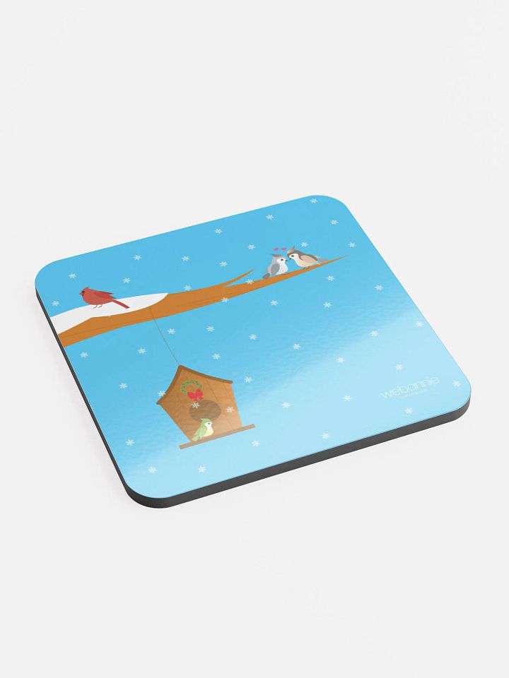 Glossed Cork Coaster - Birds' Christmas product image (2)